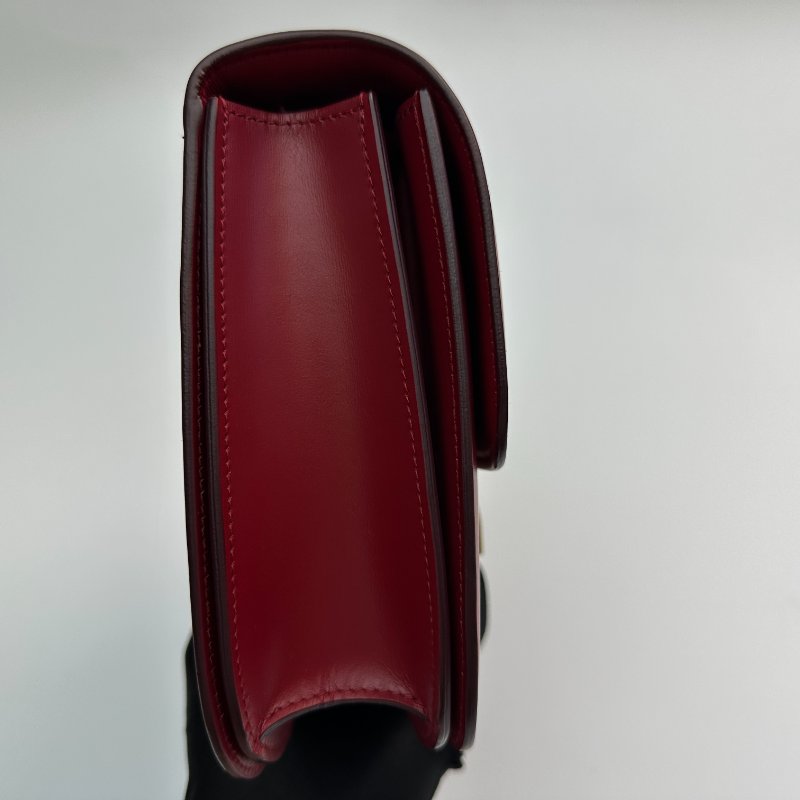 CELINE 經典 Box 純色通勤包 金色五金配件 拋光皮革 中號 紅色-3