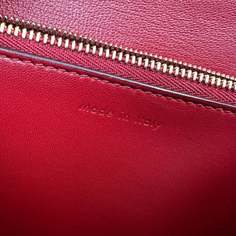 CELINE 經典 Box 純色通勤包 金色五金配件 拋光皮革 中號 紅色-9