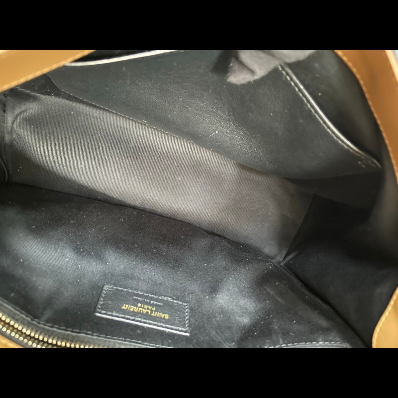 YSL聖羅蘭 牛仔拼棕色麂皮 新款D扣niki 中號-27