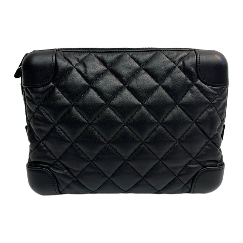 香奈兒 黑色 菱格紋方形 手拿包-1