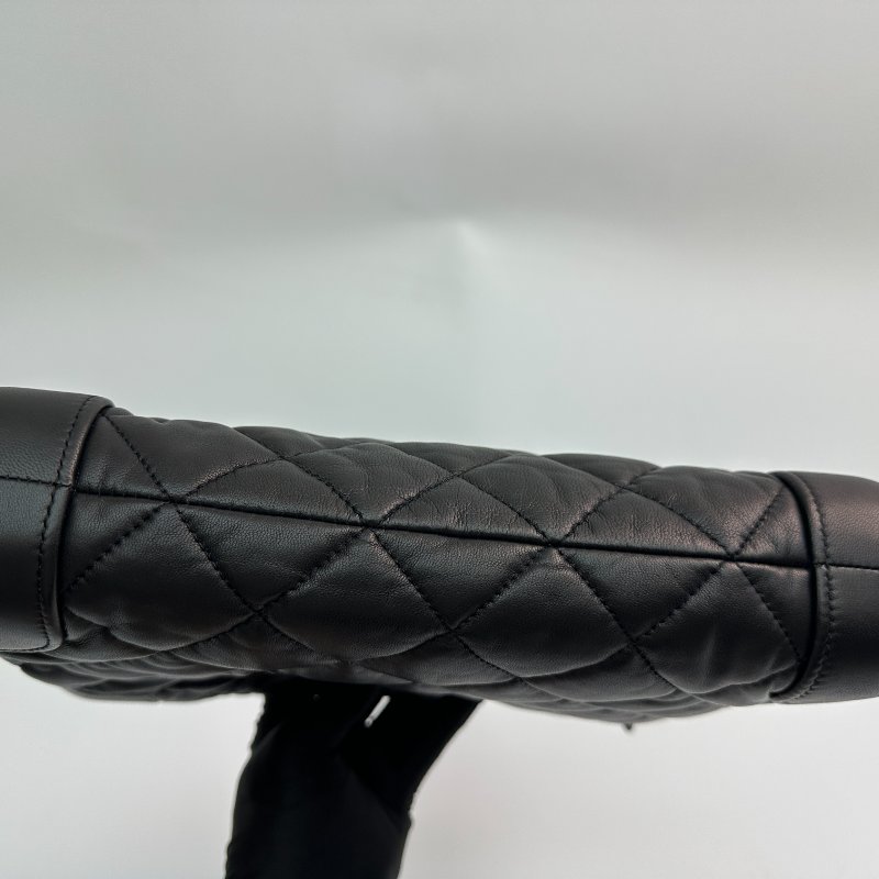 香奈兒 黑色 菱格紋方形 手拿包-4