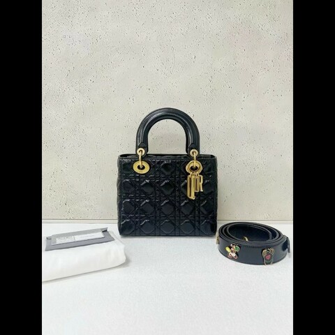 Dior lady dior 限定款四格徽章油蠟牛皮戴妃包