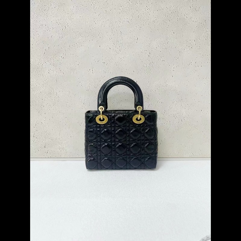 Dior lady dior 限定款四格徽章油蠟牛皮戴妃包-1