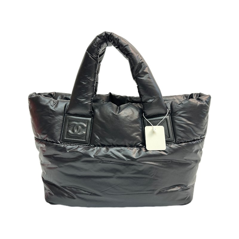 香奈兒 黑尼龍羽絨托特包-1