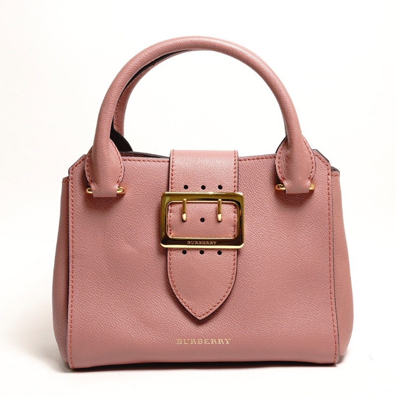 Burberry Buckle 牛皮純色字母logo 單肩包(玫瑰粉色)附兩種背帶-0