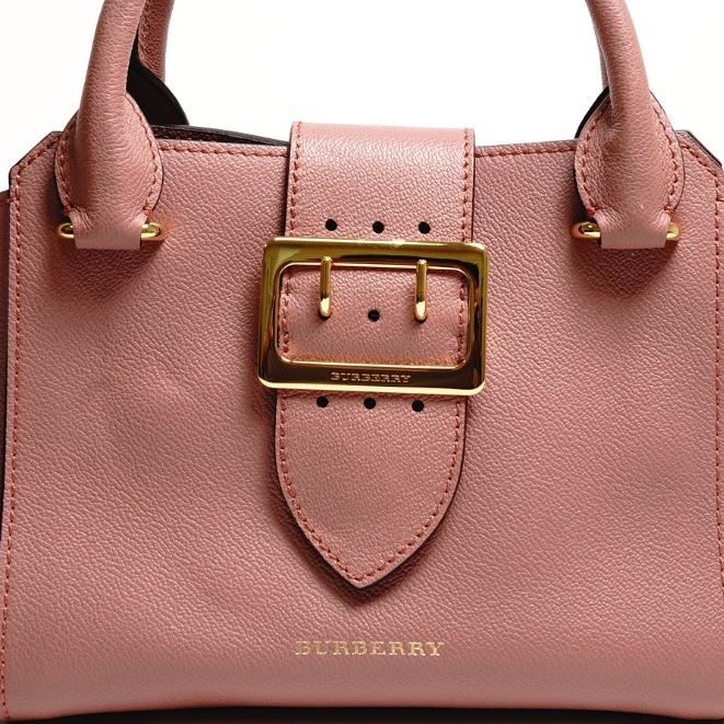 Burberry Buckle 牛皮純色字母logo 單肩包(玫瑰粉色)附兩種背帶-5