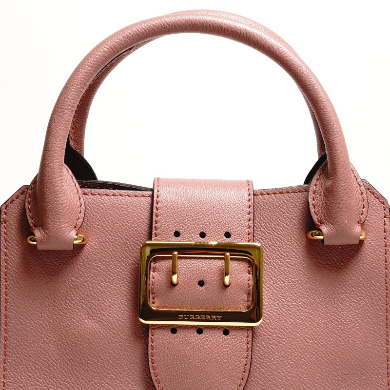 Burberry Buckle 牛皮純色字母logo 單肩包(玫瑰粉色)附兩種背帶-6