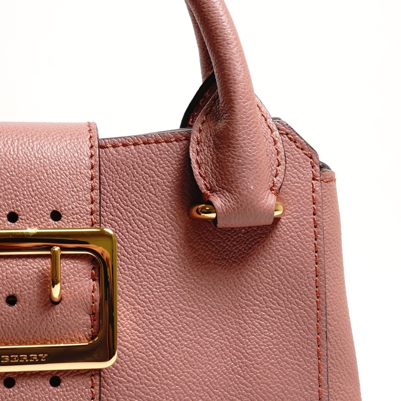 Burberry Buckle 牛皮純色字母logo 單肩包(玫瑰粉色)附兩種背帶-10