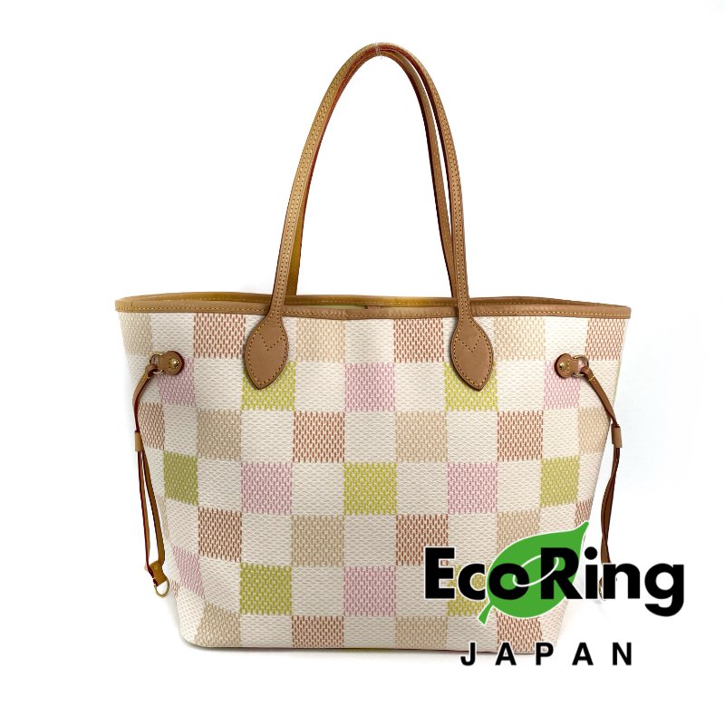 △ Louis Vuitton 路易威登 Neverfull MM White, Pink, Orange, Yellow Coated Canvas Damier Tote Bag N40668 白色, 粉紅色, 橙色, 黃色塗層帆布經典棋盤格紋托特袋 N40668 -257023532-0