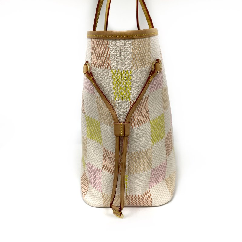 △ Louis Vuitton 路易威登 Neverfull MM White, Pink, Orange, Yellow Coated Canvas Damier Tote Bag N40668 白色, 粉紅色, 橙色, 黃色塗層帆布經典棋盤格紋托特袋 N40668 -257023532-2