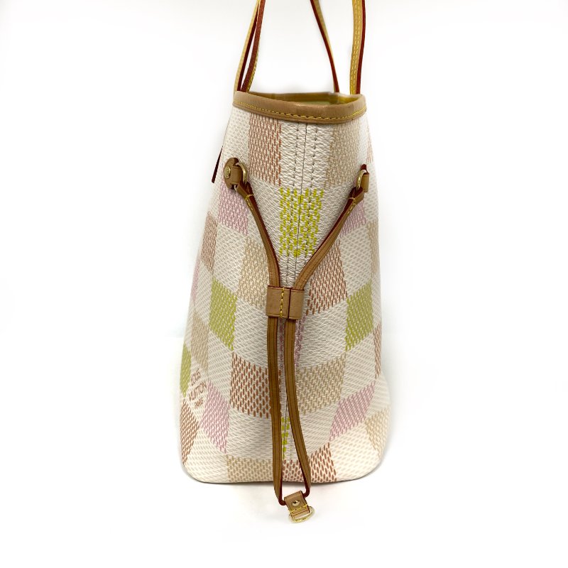 △ Louis Vuitton 路易威登 Neverfull MM White, Pink, Orange, Yellow Coated Canvas Damier Tote Bag N40668 白色, 粉紅色, 橙色, 黃色塗層帆布經典棋盤格紋托特袋 N40668 -257023532-3