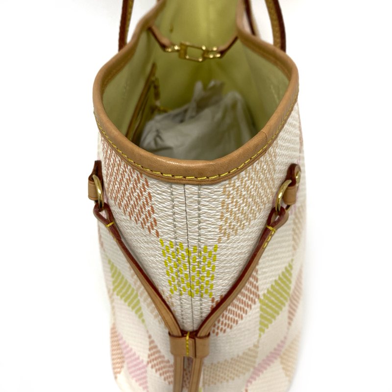 △ Louis Vuitton 路易威登 Neverfull MM White, Pink, Orange, Yellow Coated Canvas Damier Tote Bag N40668 白色, 粉紅色, 橙色, 黃色塗層帆布經典棋盤格紋托特袋 N40668 -257023532-4