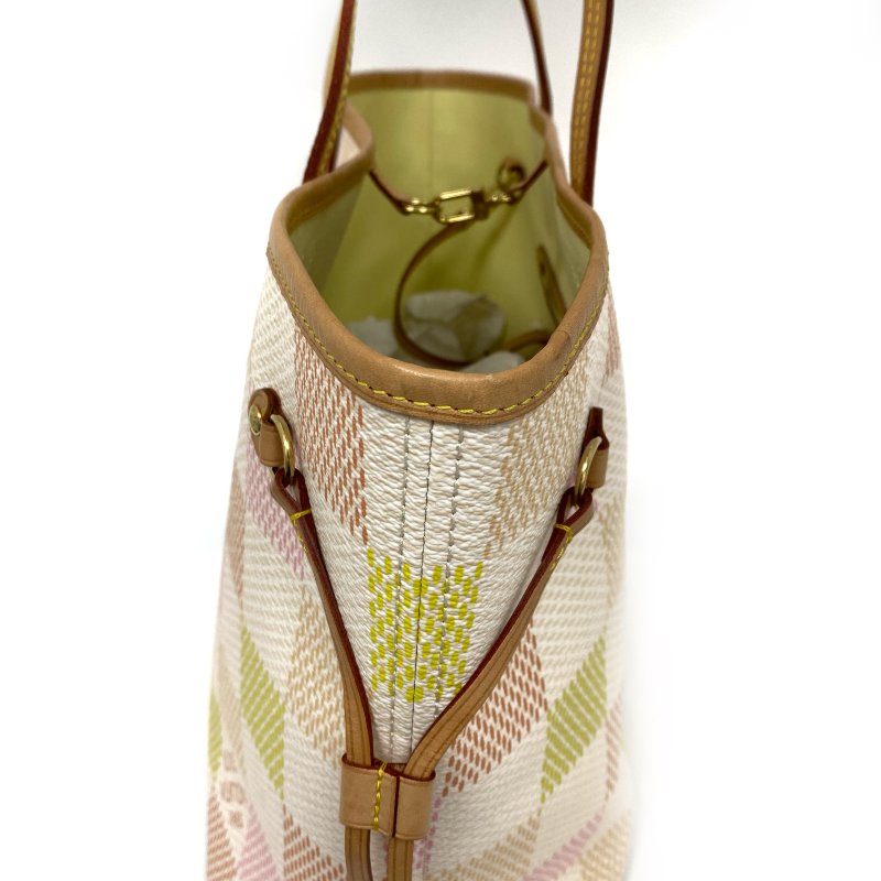 △ Louis Vuitton 路易威登 Neverfull MM White, Pink, Orange, Yellow Coated Canvas Damier Tote Bag N40668 白色, 粉紅色, 橙色, 黃色塗層帆布經典棋盤格紋托特袋 N40668 -257023532-5