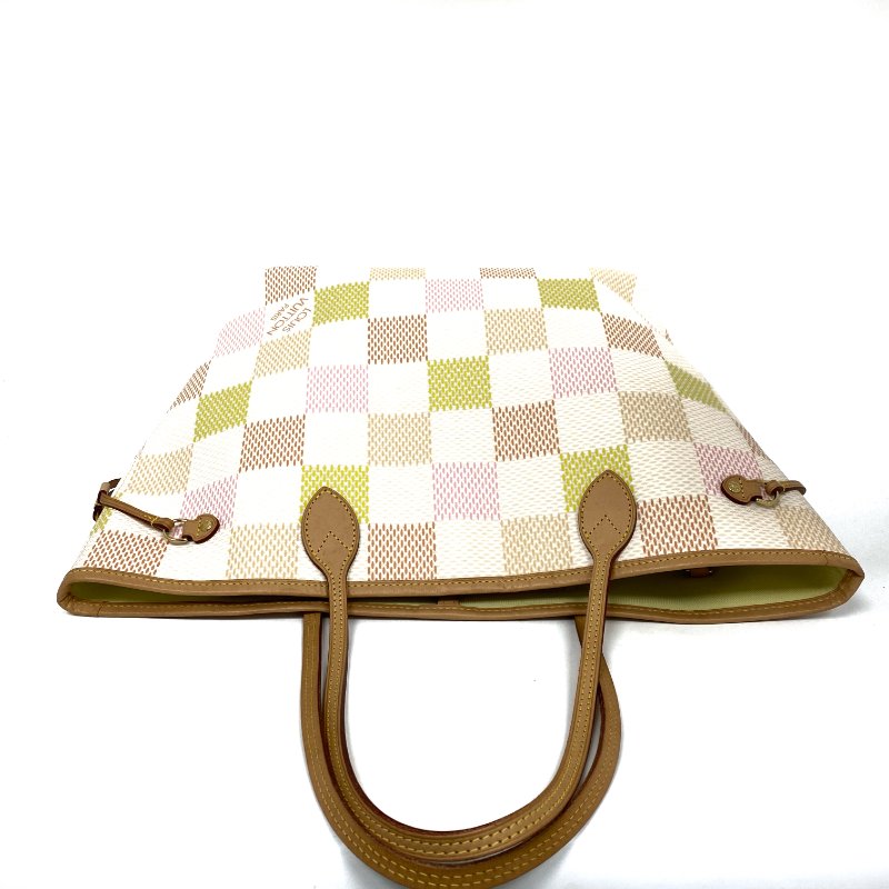 △ Louis Vuitton 路易威登 Neverfull MM White, Pink, Orange, Yellow Coated Canvas Damier Tote Bag N40668 白色, 粉紅色, 橙色, 黃色塗層帆布經典棋盤格紋托特袋 N40668 -257023532-7