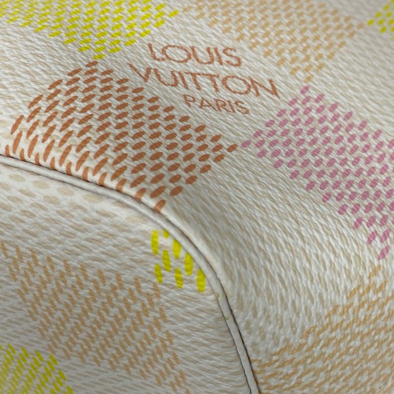 △ Louis Vuitton 路易威登 Neverfull MM White, Pink, Orange, Yellow Coated Canvas Damier Tote Bag N40668 白色, 粉紅色, 橙色, 黃色塗層帆布經典棋盤格紋托特袋 N40668 -257023532-9