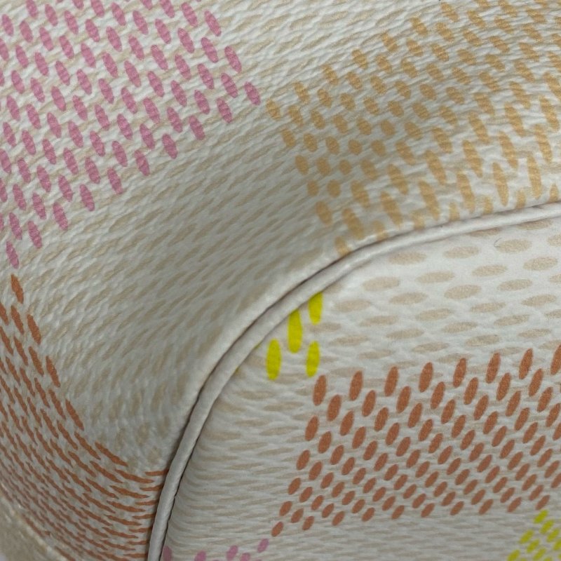 △ Louis Vuitton 路易威登 Neverfull MM White, Pink, Orange, Yellow Coated Canvas Damier Tote Bag N40668 白色, 粉紅色, 橙色, 黃色塗層帆布經典棋盤格紋托特袋 N40668 -257023532-12