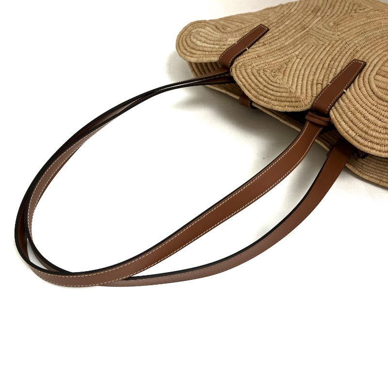 ☆ Celine 思琳 Beige & Brown Raffia Triomphe Tote Bag 米色和啡色拉菲草托特袋 - 257023746-9