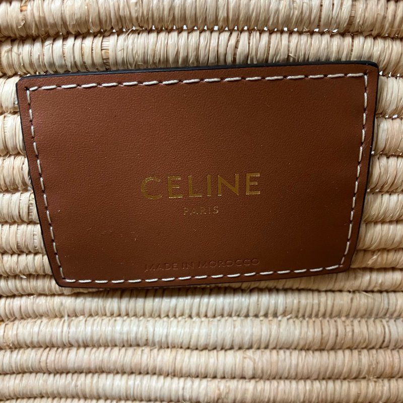 ☆ Celine 思琳 Beige & Brown Raffia Triomphe Tote Bag 米色和啡色拉菲草托特袋 - 257023746-14
