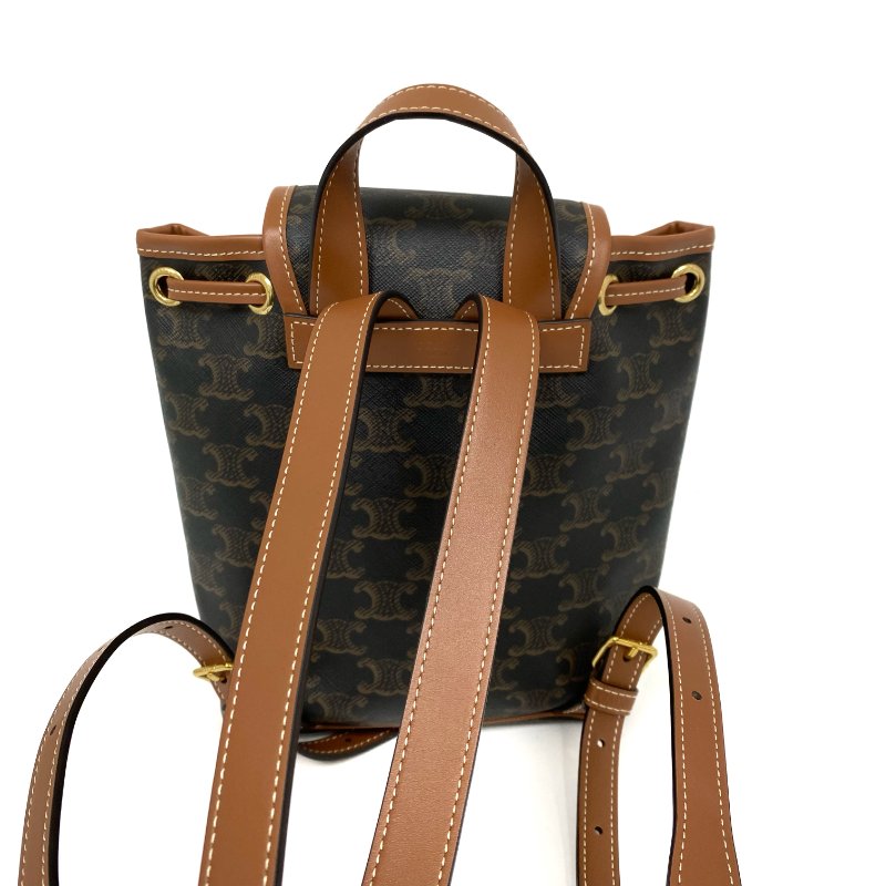 △ Celine 思琳 Brown Coated Canvas Trio Backpack 啡色塗層帆布背包 -257023521-1