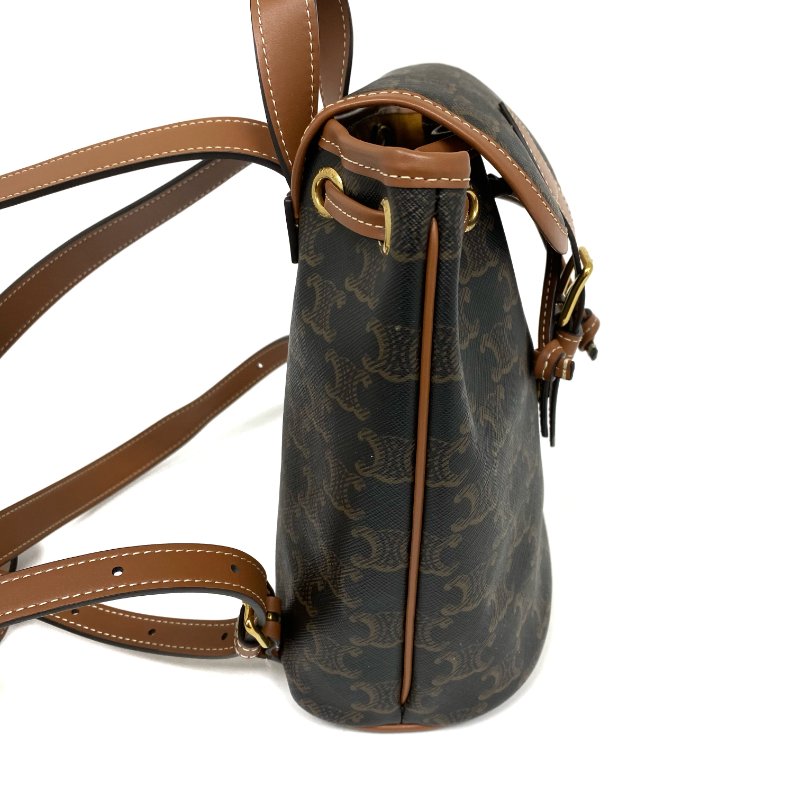 △ Celine 思琳 Brown Coated Canvas Trio Backpack 啡色塗層帆布背包 -257023521-2