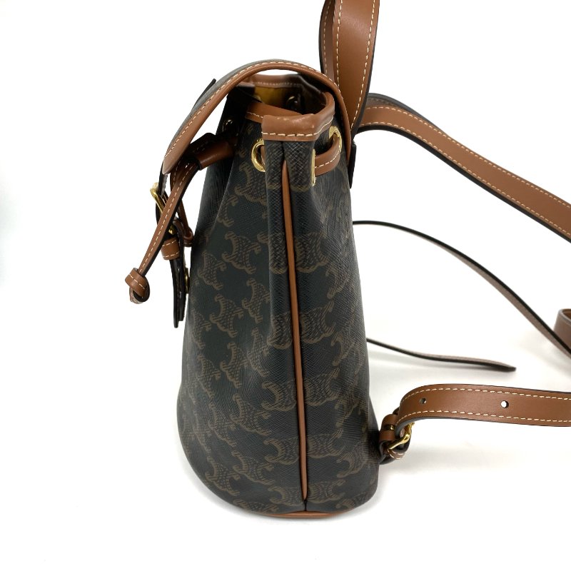 △ Celine 思琳 Brown Coated Canvas Trio Backpack 啡色塗層帆布背包 -257023521-3