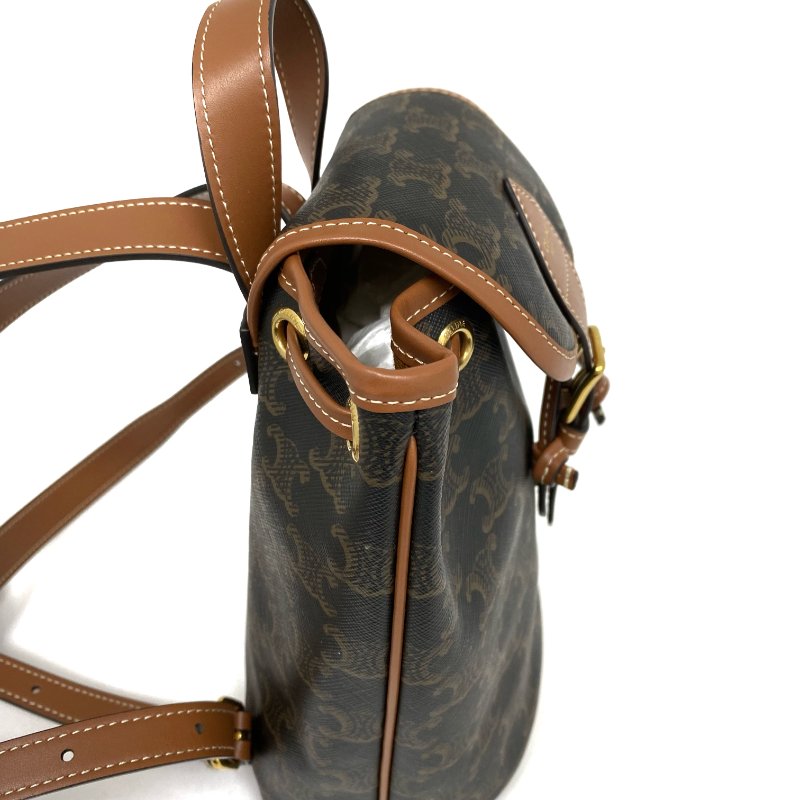 △ Celine 思琳 Brown Coated Canvas Trio Backpack 啡色塗層帆布背包 -257023521-4