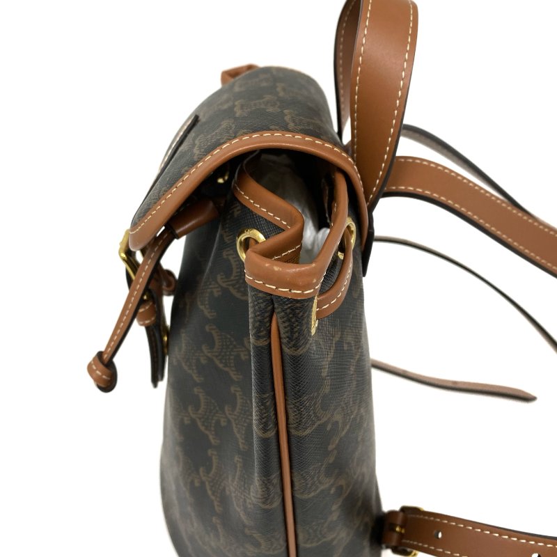 △ Celine 思琳 Brown Coated Canvas Trio Backpack 啡色塗層帆布背包 -257023521-5