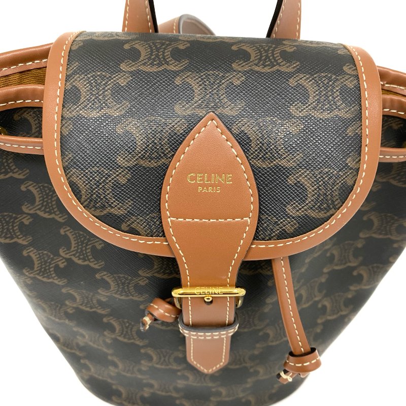 △ Celine 思琳 Brown Coated Canvas Trio Backpack 啡色塗層帆布背包 -257023521-6