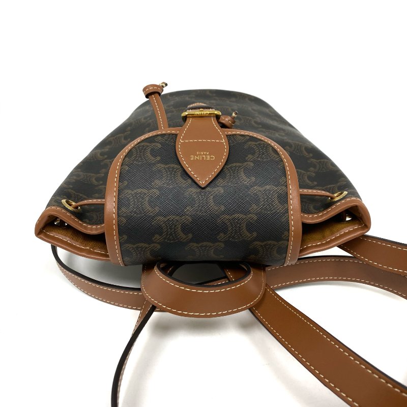 △ Celine 思琳 Brown Coated Canvas Trio Backpack 啡色塗層帆布背包 -257023521-7