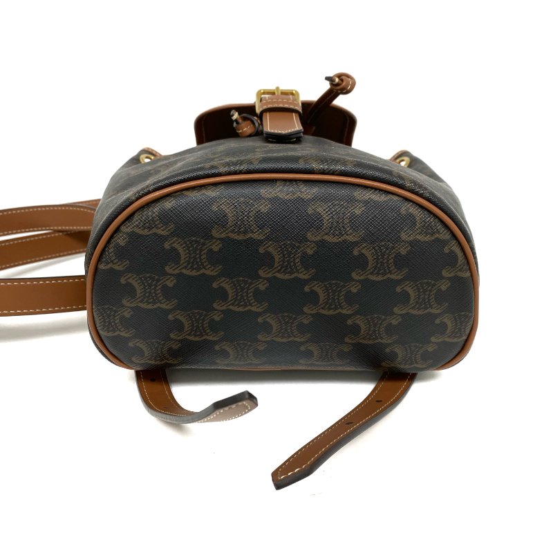 △ Celine 思琳 Brown Coated Canvas Trio Backpack 啡色塗層帆布背包 -257023521-8