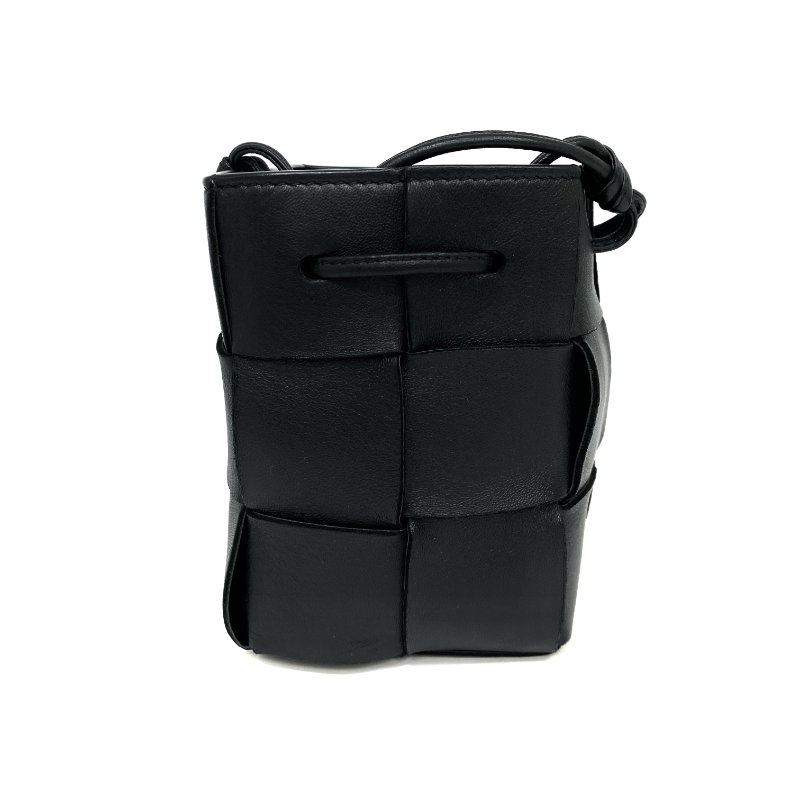 ☆ Bottega Veneta 寶緹嘉 Black Lambskin Mini Cassette Bucket Bag 黑色小羊皮迷你水桶袋 - 257023338-3