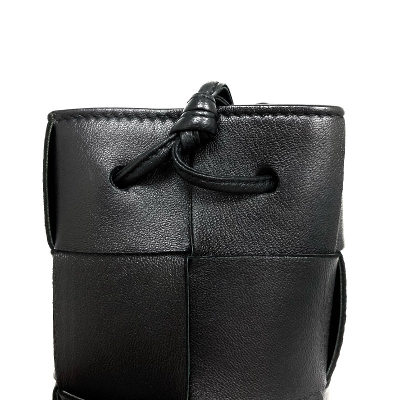 ☆ Bottega Veneta 寶緹嘉 Black Lambskin Mini Cassette Bucket Bag 黑色小羊皮迷你水桶袋 - 257023338-6