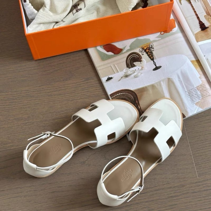 Hermes santorini白色涼鞋拖鞋38號 全新配件塵袋盒子-2