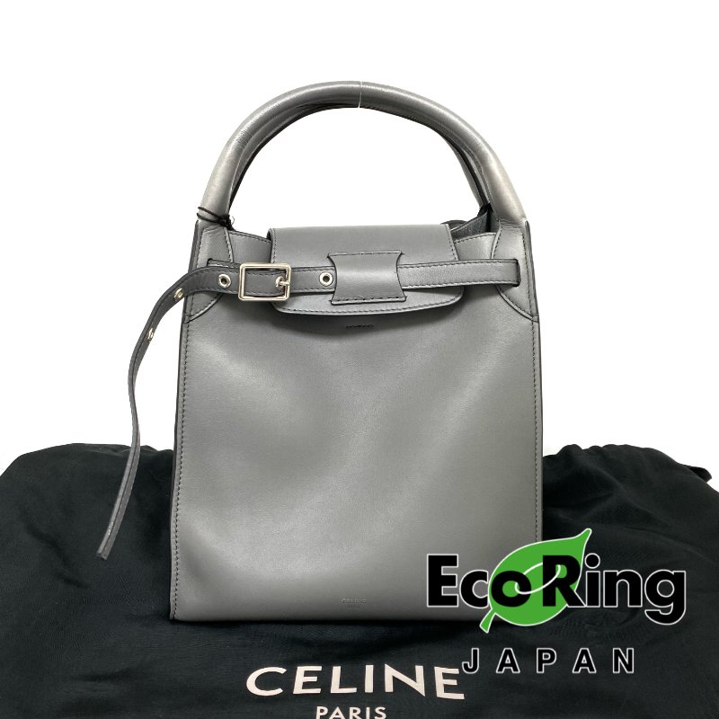 △ Celine 思琳 Big Bag Gray Calfskin 2Way Bag 灰色小牛皮兩用袋 -257023586-0