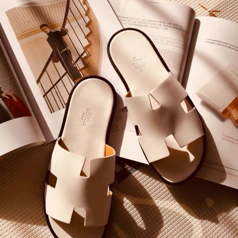 Hermes 白色h拖鞋lzmir男款拖鞋42.5號 全新配件塵袋-2