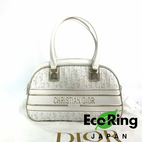 △ Christian Dior 迪奧 White Calfskin Vibe Bowling 2 Way Bag 白色小牛皮兩用袋 - 257023256