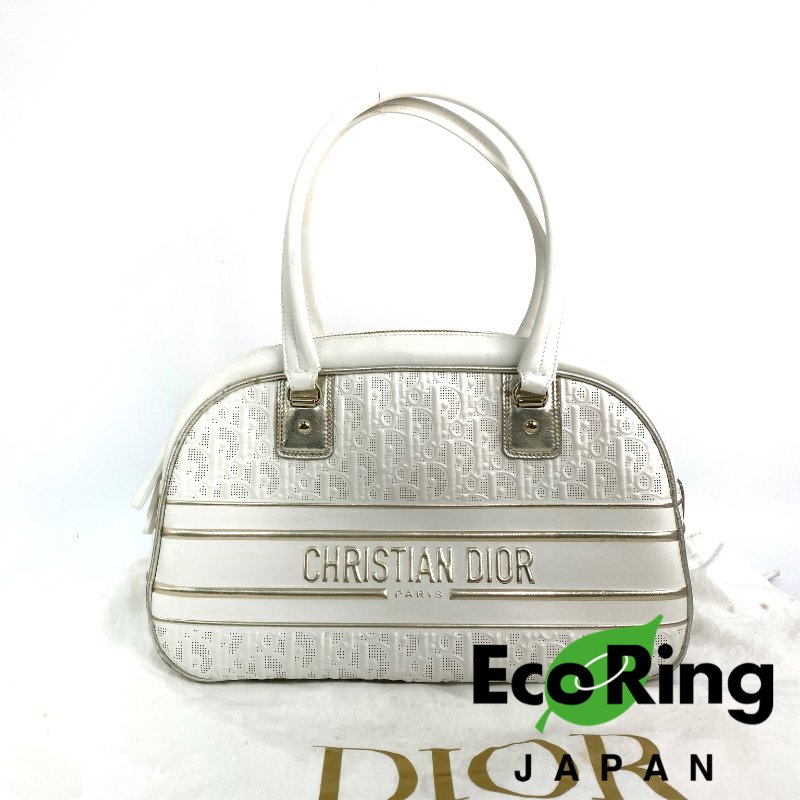 △ Christian Dior 迪奧 White Calfskin Vibe Bowling 2 Way Bag 白色小牛皮兩用袋 - 257023256-0