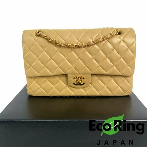 △ Chanel 香奈兒 CF25 Beige Lambskin Gold Tone Metal Classic Double Flap Chain Shoulder Bag A01112 No.5 淺褐色小羊皮金色金屬鎖鏈肩背袋No.5 - 257023225