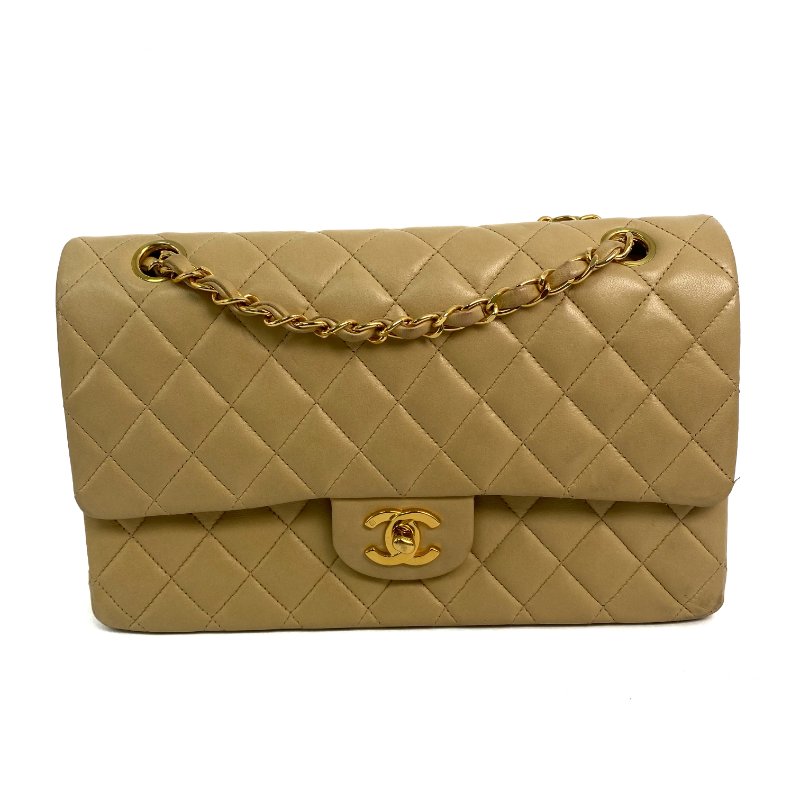 △ Chanel 香奈兒 CF25 Beige Lambskin Gold Tone Metal Classic Double Flap Chain Shoulder Bag A01112 No.5 淺褐色小羊皮金色金屬鎖鏈肩背袋No.5 - 257023225-1