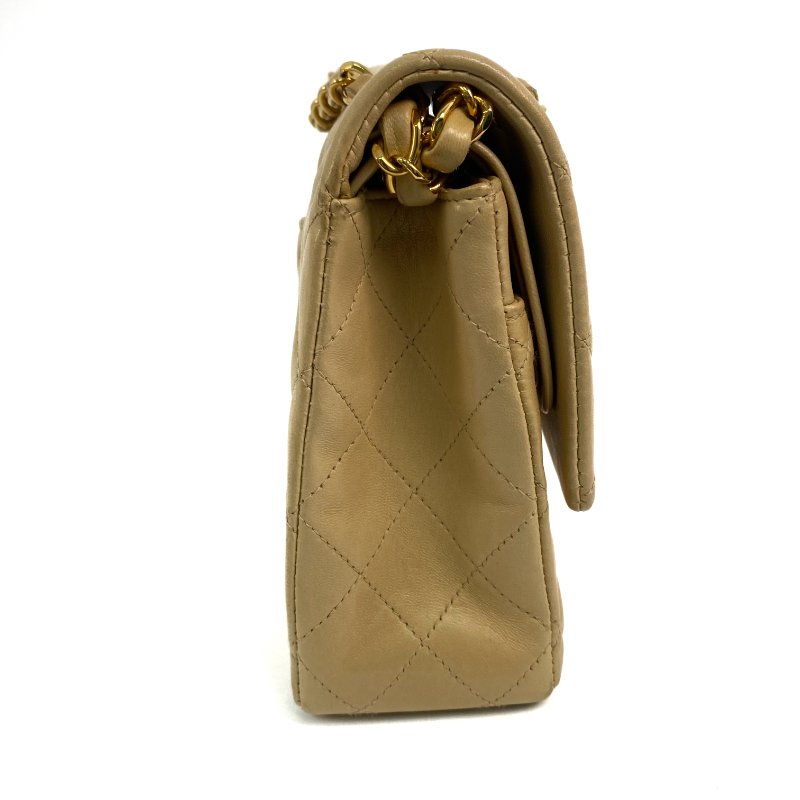 △ Chanel 香奈兒 CF25 Beige Lambskin Gold Tone Metal Classic Double Flap Chain Shoulder Bag A01112 No.5 淺褐色小羊皮金色金屬鎖鏈肩背袋No.5 - 257023225-4