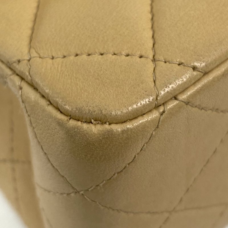 △ Chanel 香奈兒 CF25 Beige Lambskin Gold Tone Metal Classic Double Flap Chain Shoulder Bag A01112 No.5 淺褐色小羊皮金色金屬鎖鏈肩背袋No.5 - 257023225-6