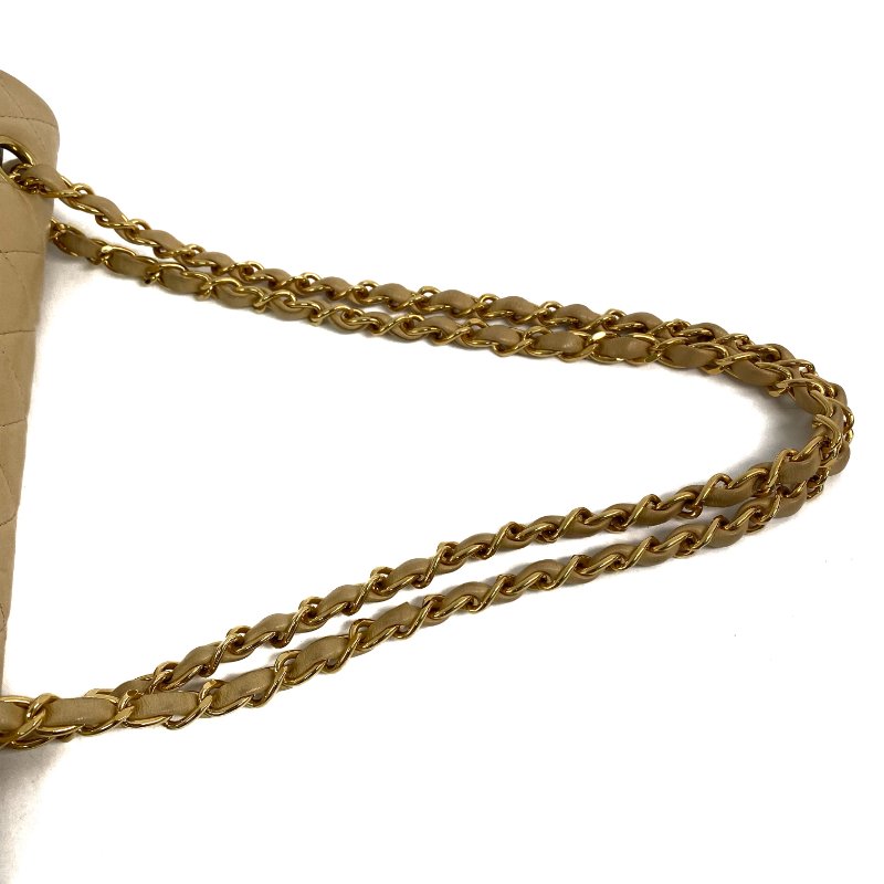 △ Chanel 香奈兒 CF25 Beige Lambskin Gold Tone Metal Classic Double Flap Chain Shoulder Bag A01112 No.5 淺褐色小羊皮金色金屬鎖鏈肩背袋No.5 - 257023225-12