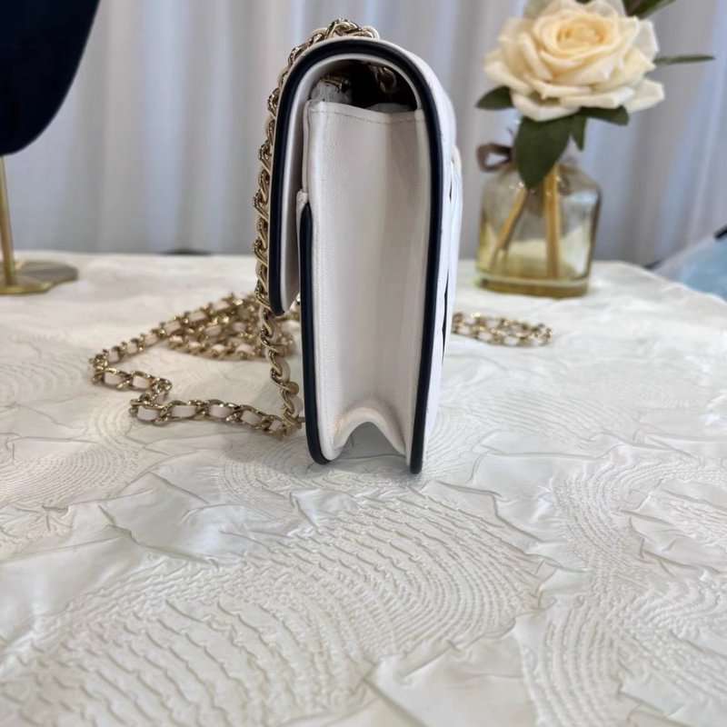 Chanel 25P 黑白熊貓拼色Woc鏈條包 全新配件塵袋購證-2