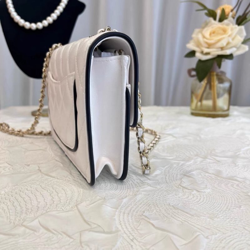 Chanel 25P 黑白熊貓拼色Woc鏈條包 全新配件塵袋購證-4