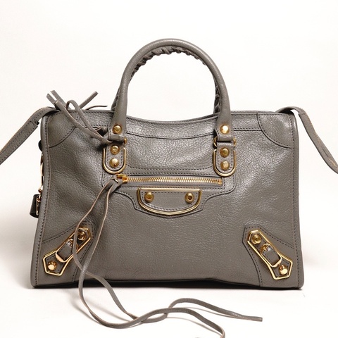 Balenciaga S City 機車包｜經典金釦（灰色）