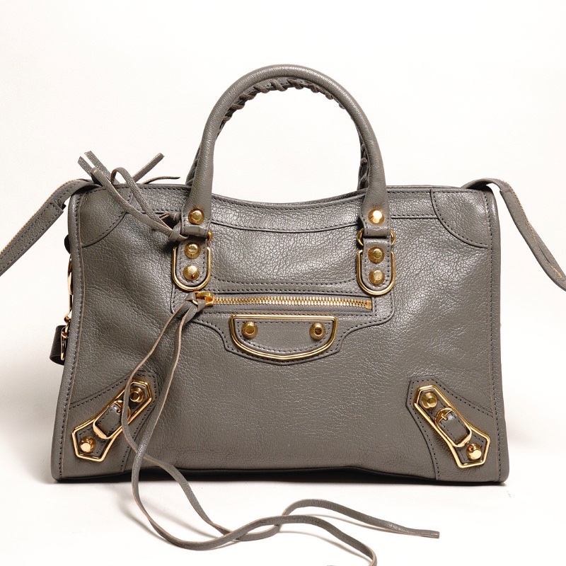 Balenciaga S City 機車包|經典金釦(灰色)-0