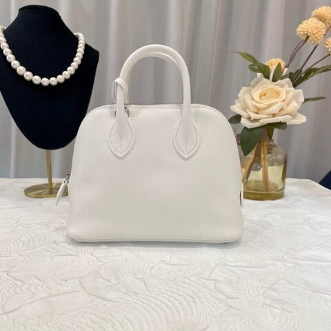 Hermes Mini Bolide 保齡球包 白色銀扣ec皮 18*15*8 全新全配