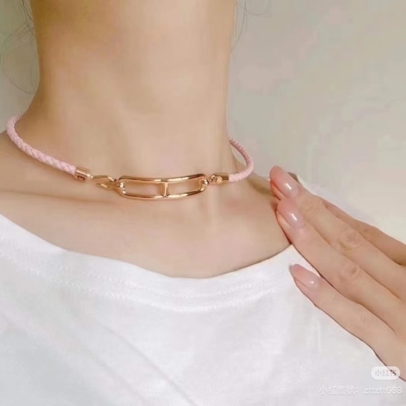 HERMES Roulis double tour雙圈小牛皮手環 - 櫻花粉金 XS-8