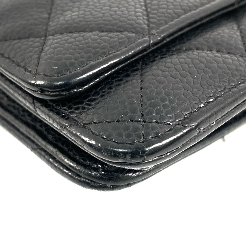 △ Chanel 香奈兒 Black Caviar Skin Silver Tone Metal Wallet On Chain No.22 黑色粒紋小牛皮銀色金屬鎖鏈銀包No.22 - 257023228-4