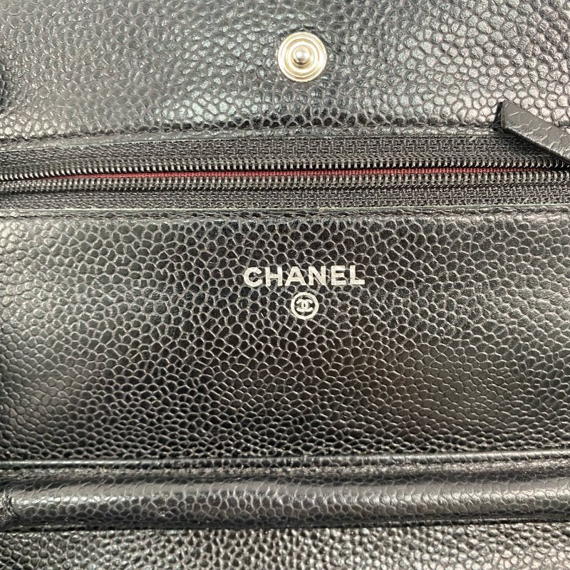 △ Chanel 香奈兒 Black Caviar Skin Silver Tone Metal Wallet On Chain No.22 黑色粒紋小牛皮銀色金屬鎖鏈銀包No.22 - 257023228-12